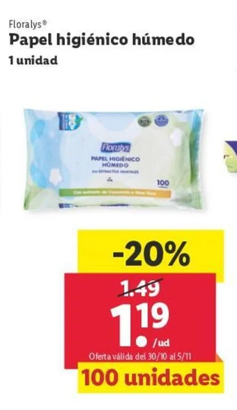 Lidl Papel higiénico húmedo oferta