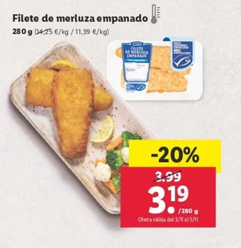 Lidl FILETE DE MERLUZA EMPANADO oferta