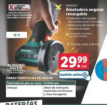 Lidl Amoladora angular recargable oferta
