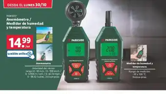 Lidl Anemómetro / Medidor de humedad y temperatura oferta