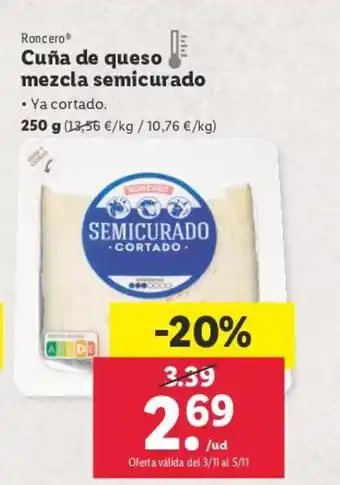 Lidl Cuña de queso mezcla semicurado oferta