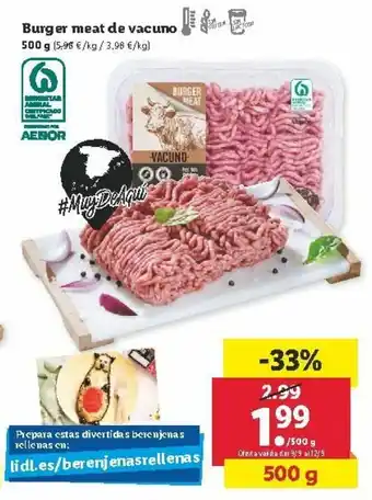Lidl Burger meat de vacuno 500g oferta