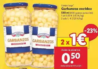 Lidl Garbanzos cocidos 580ml oferta