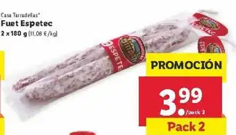 Lidl Fuet Espetec 2 x 180g oferta