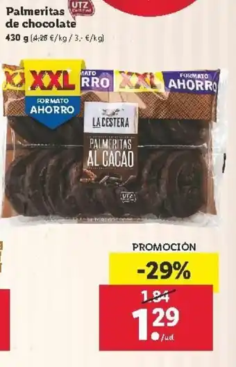 Lidl Palmeritas de chocolate 430g oferta