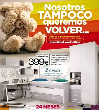Compuesta por. 2 camas 60x190cm y 90x180cm