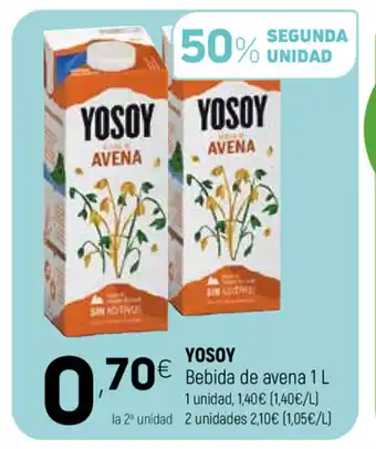Coviran Yosoy Bebida de avena 1 L 1 unidad oferta