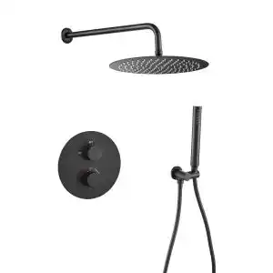 Brico Depôt Ducha empotrada termostática pared redonda negro mate serie jucar - 20cm oferta