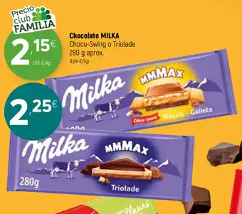 Coviran Milka Chocolate Choco-Swing o Triolade 280g aprox. oferta