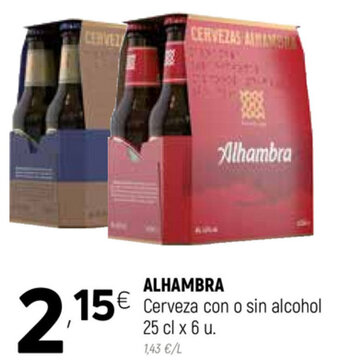 Coviran Alhambra Cerveza con o sin alcohol 25 cl x 6 u oferta