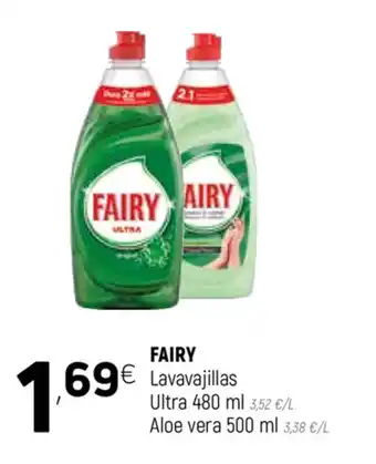 Coviran Fairy Lavavajillas Ultra 480 ml Aloe vera 500ml oferta