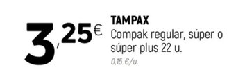 Coviran Tampax Compak regular, súper o súper plus 22 u. oferta