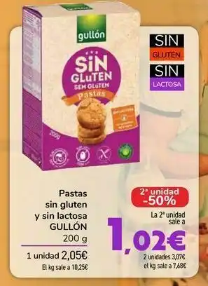 Carrefour Pastas sin gluten y sin lactosa gullón oferta