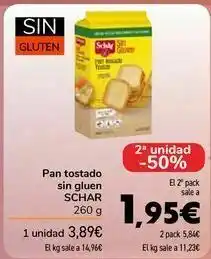 Carrefour Pan tostado sin gluten schar oferta