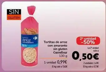 Carrefour Tortitas de arroz con amaranto sin gluten carrefour oferta