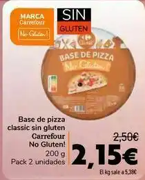 Carrefour Base de pizza classic sin gluten carrefour no gluten! oferta