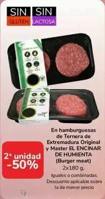 Carrefour En hamburguesas de ternera de extremadura original y master el encinar de humienta oferta