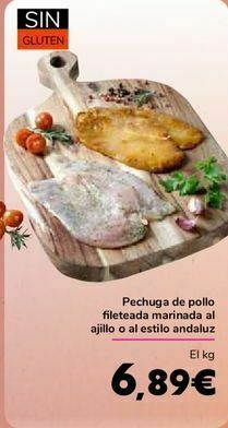 Carrefour Pechuga de pollo fileteada marinada al ajillo o al estilo andaluz oferta
