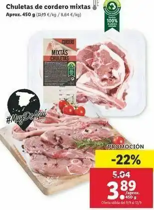 Lidl Chuletas de cordero oferta
