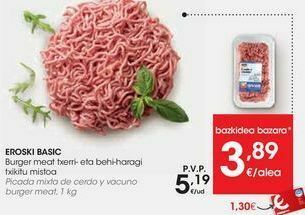 Eroski Eroski basic picada mixta de cerdo y vacuno burger meat oferta