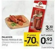 Eroski Palacios chorizo fresco oferta