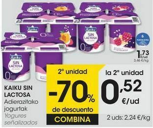 Eroski Kaiku sin lactosa yogures señalizados oferta