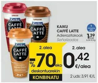 Eroski Kaiku caffé latte señalizados oferta