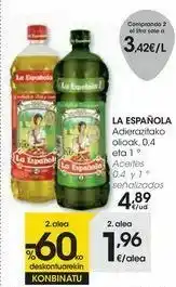 Eroski La española aceites 0,4 y 1º señaliados oferta