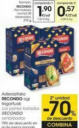Eroski Recondo pan tostado normal 30 rebanadas oferta