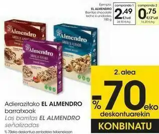 Eroski El almendro barritas chocolate leche 4 unidades oferta