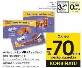 Eroski Milka chocowafer de chocolate con leche oferta