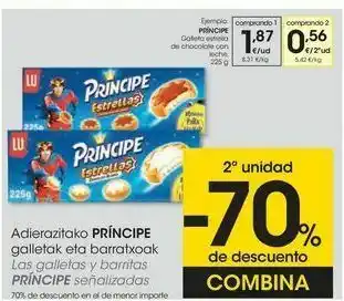 Eroski Príncipe galleta estrella de chocolate con leche oferta