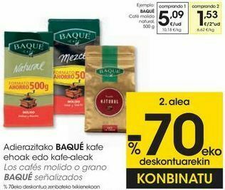 Eroski Baqué café molido natural oferta
