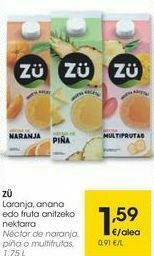 Eroski Zü néctar de naranja piña o multifrutas oferta