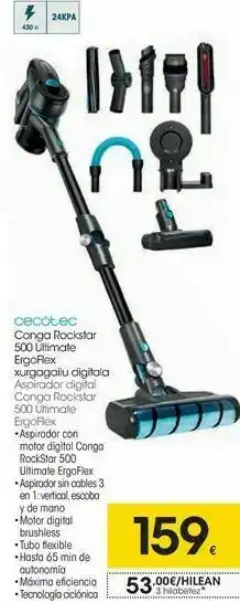 Eroski Cecotec aspirador digital conga rockstar 500 ultimate ergoflex oferta