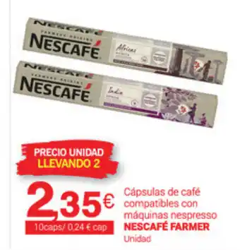 Supermercados Plaza Nescafé Farmer Cápsulas de café compatibles con máquinas nespresso Unidad oferta