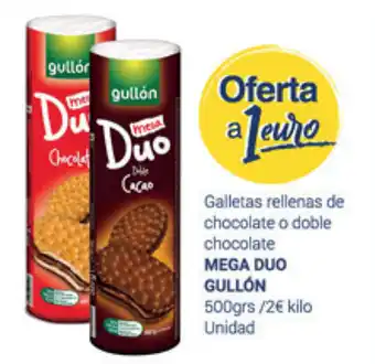 Supermercados Plaza Mega Duo Gullón Galletas rellenas de chocolate o doble chocolate 500grs oferta