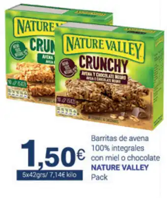 Supermercados Plaza Nature Valley Barritas de avena 100% integrales con miel o chocolate Pack oferta