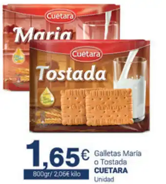 Supermercados Plaza Cuetara Galletas María o Tostada Unidad oferta