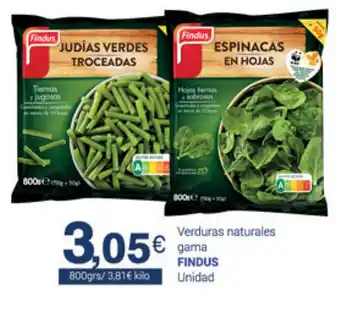 Supermercados Plaza Findus Verduras naturales gama Unidad oferta