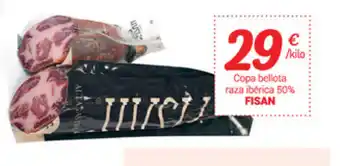 Supermercados Plaza Fisan Copa bellota raza ibérica 50% oferta