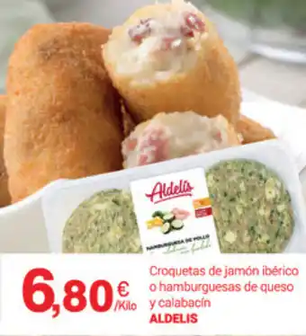 Supermercados Plaza Aldelis Croquetas de jamón ibérico o hamburguesas de queso y calabacín oferta
