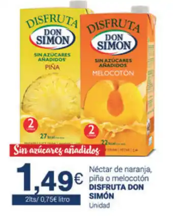 Supermercados Plaza Disfruta Don Simón Néctar de naranja, Piña o melocotón 2lts oferta