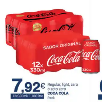Supermercados Plaza Coca Cola Regular, Light, zero o zero zero 12 x 330ml oferta