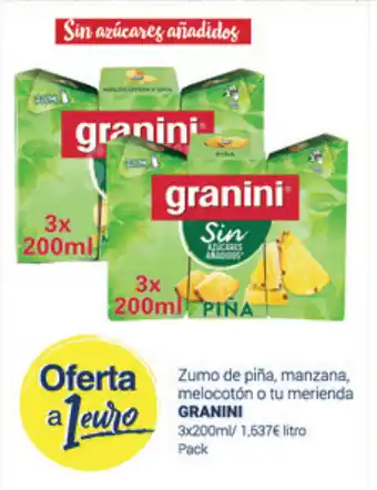 Supermercados Plaza Granini Zumo de piña, Manzana, melocotón o tu merienda 3 x 200ml oferta
