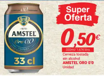 Supermercados Plaza Amstel Oro 0,0 Cerveza tostada sin alcohol 33cl oferta