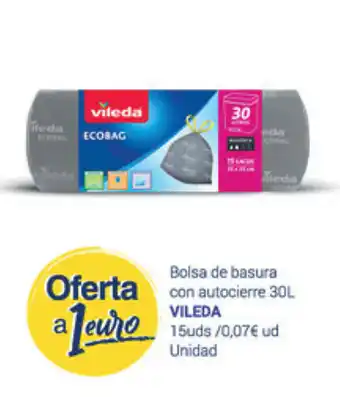 Supermercados Plaza Vileda Bolsa de basura con autocierre 30l oferta