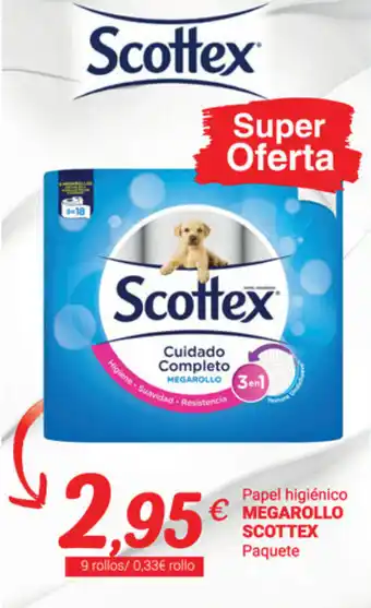 Supermercados Plaza Megarollo Scottex Papel higienico 9 rollos oferta