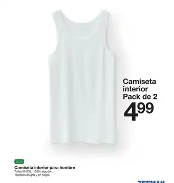 Zeeman Camiseta Interior Pack De 2 oferta