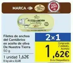 Carrefour Filetes de anchoa de cantábrico en aceite de oliva de nuestra tierra oferta